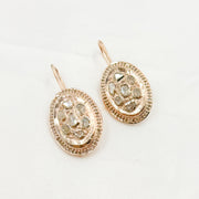 Diamond Sterling Silver Oval Dangle Earrings